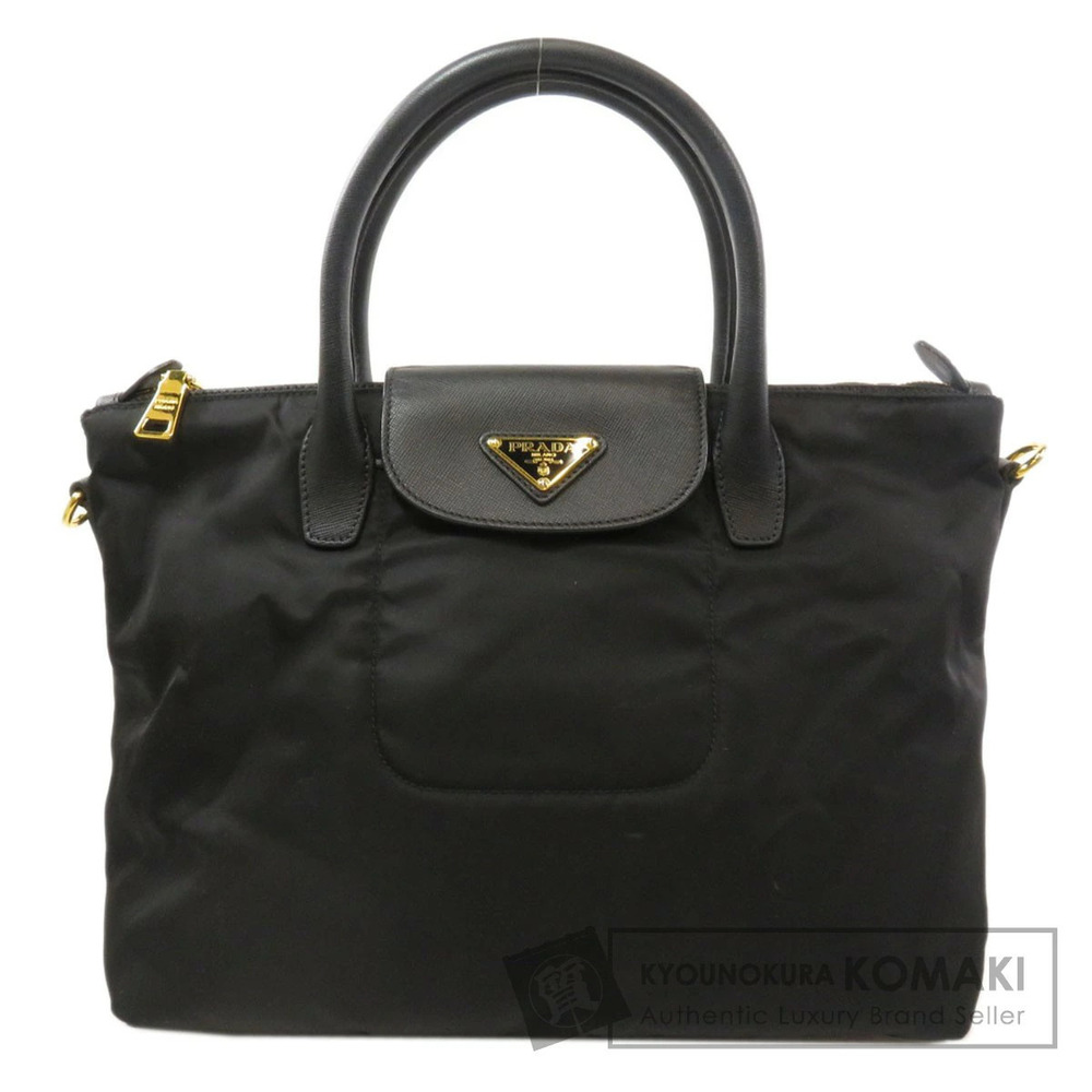 Prada Tessuto saffiano leather tote bag black